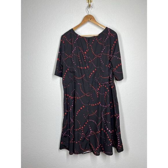 Wayward Fancies EShakti Heart Print Fit And Flare Dress 3X- 26W Black - Picture 6 of 10